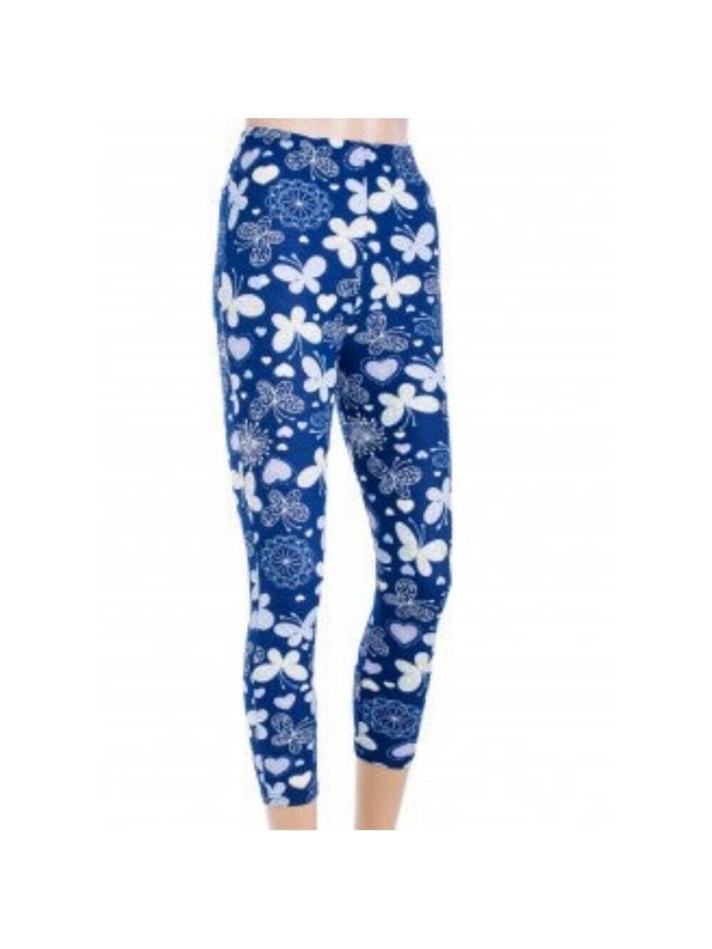 KID'S Blue Butterfly Print Full Length Leggings Size Large NWT